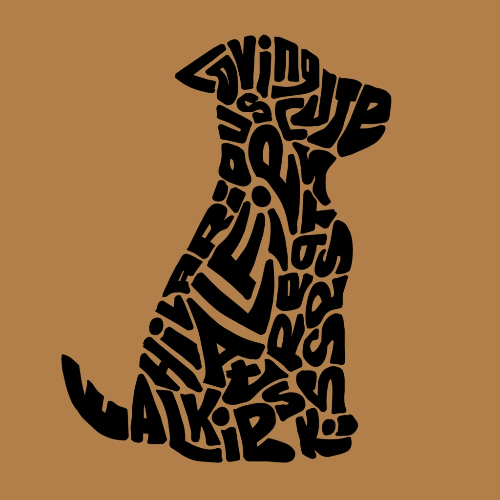 Personalised word art keepsake gift of a dog