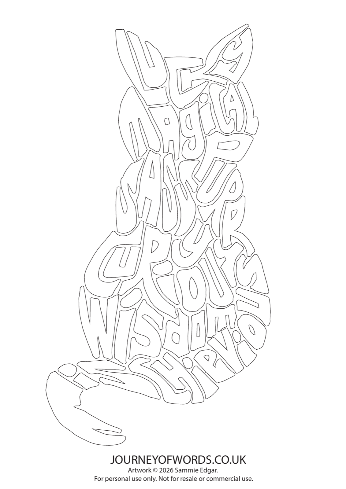 Black cat colouring page