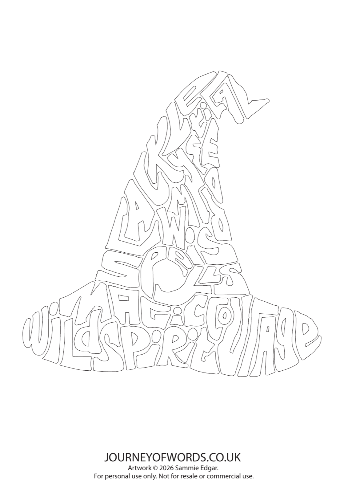 Witch hat colouring page